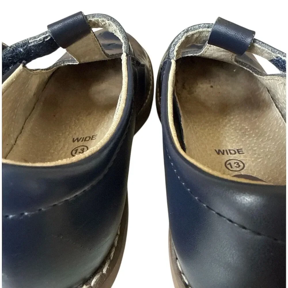 FOOTMATES Leather Shoes Size 13M or 13W Girls Navy Blue Mary Jane Wide Sherry